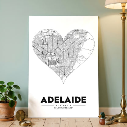 Adelaide Heart Map Poster