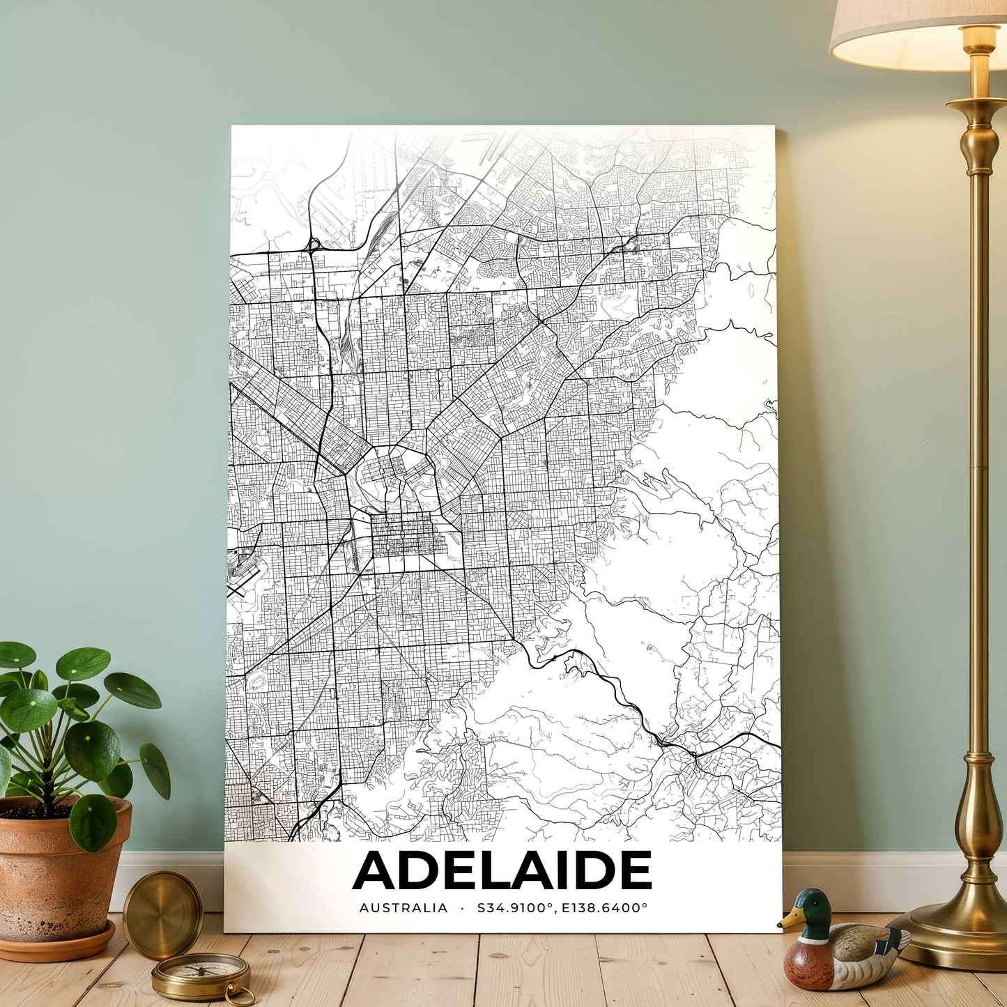 Adelaide Elegant Map Poster