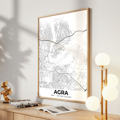 Agra Elegant Map Poster