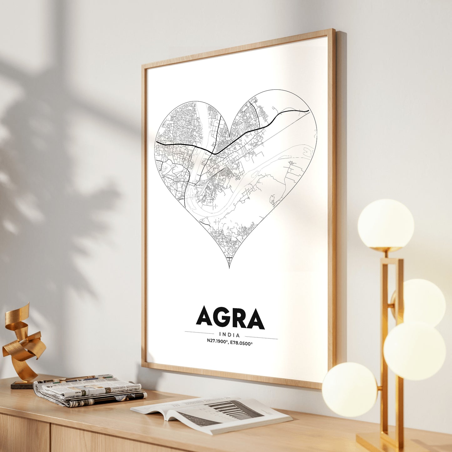 Agra Heart Map Poster