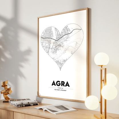 Agra Heart Map Poster