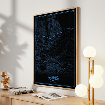 Agra Phosphor Map Poster - IBM Blue