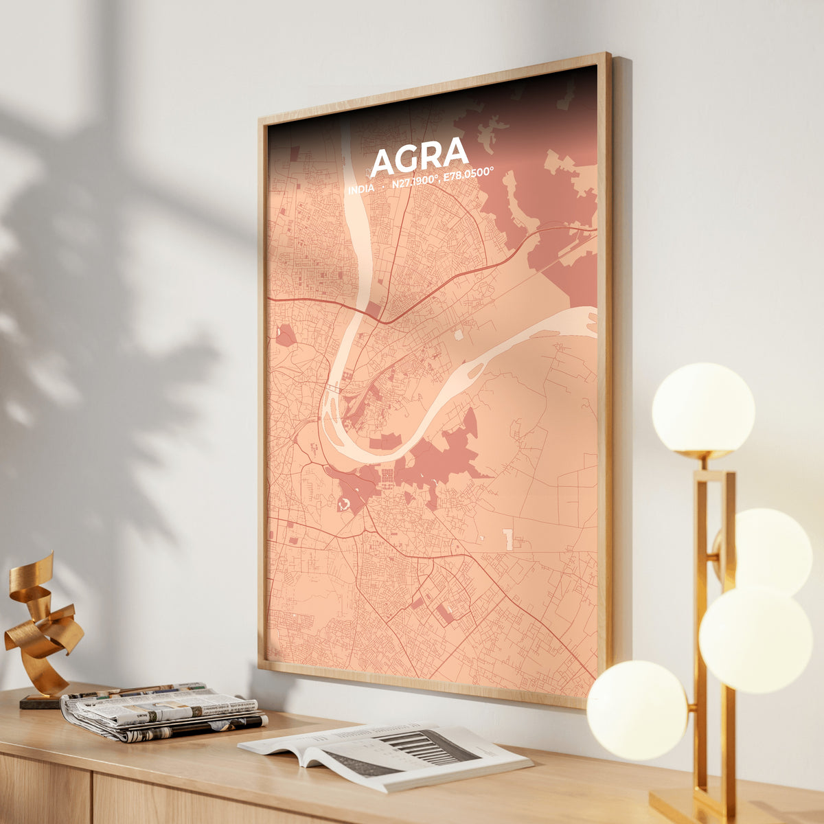 Agra Blush Map Poster