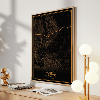 Agra Phosphor Map Poster - Amber CRT