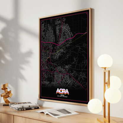 Agra Retro Map Poster