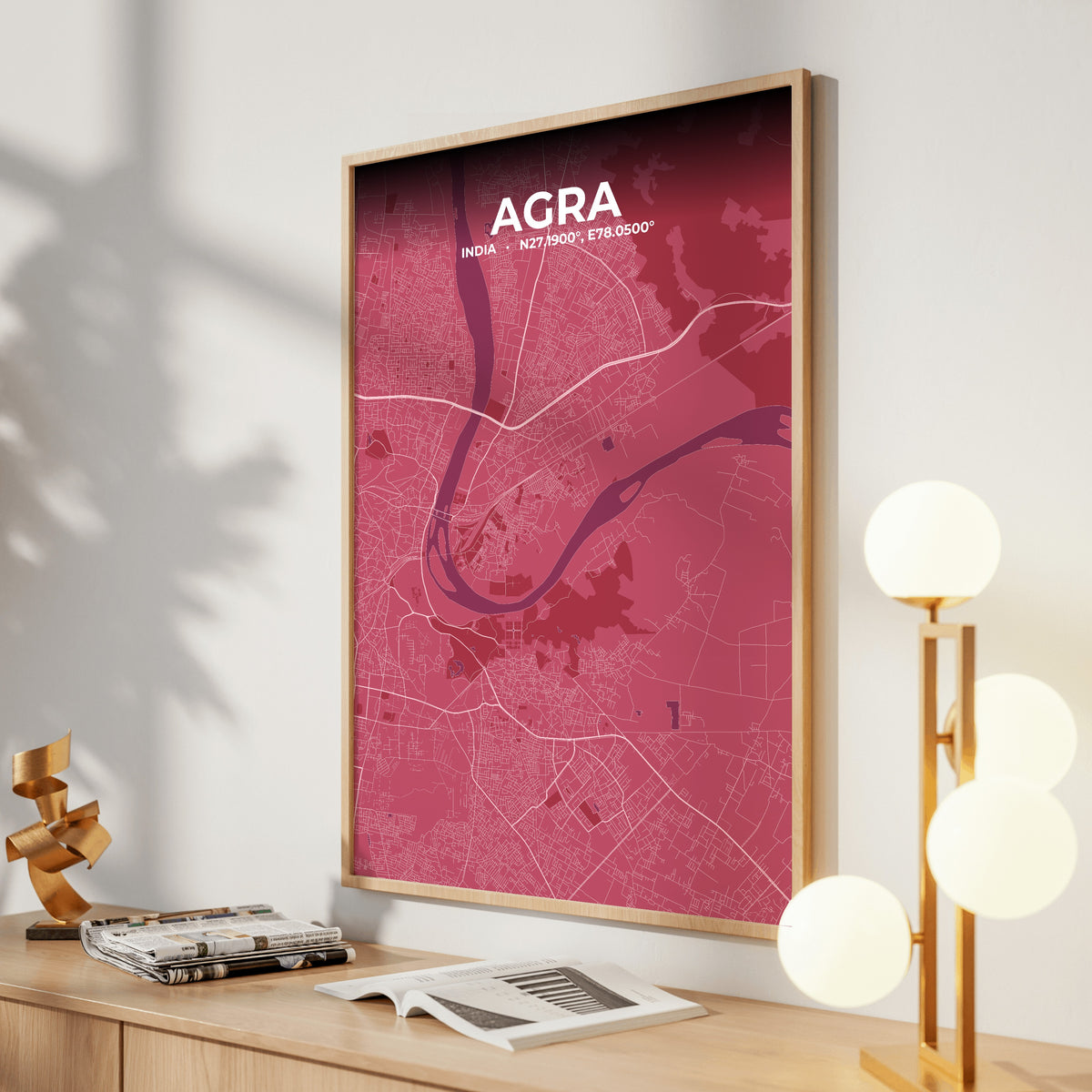 Agra Scarlet Map Poster