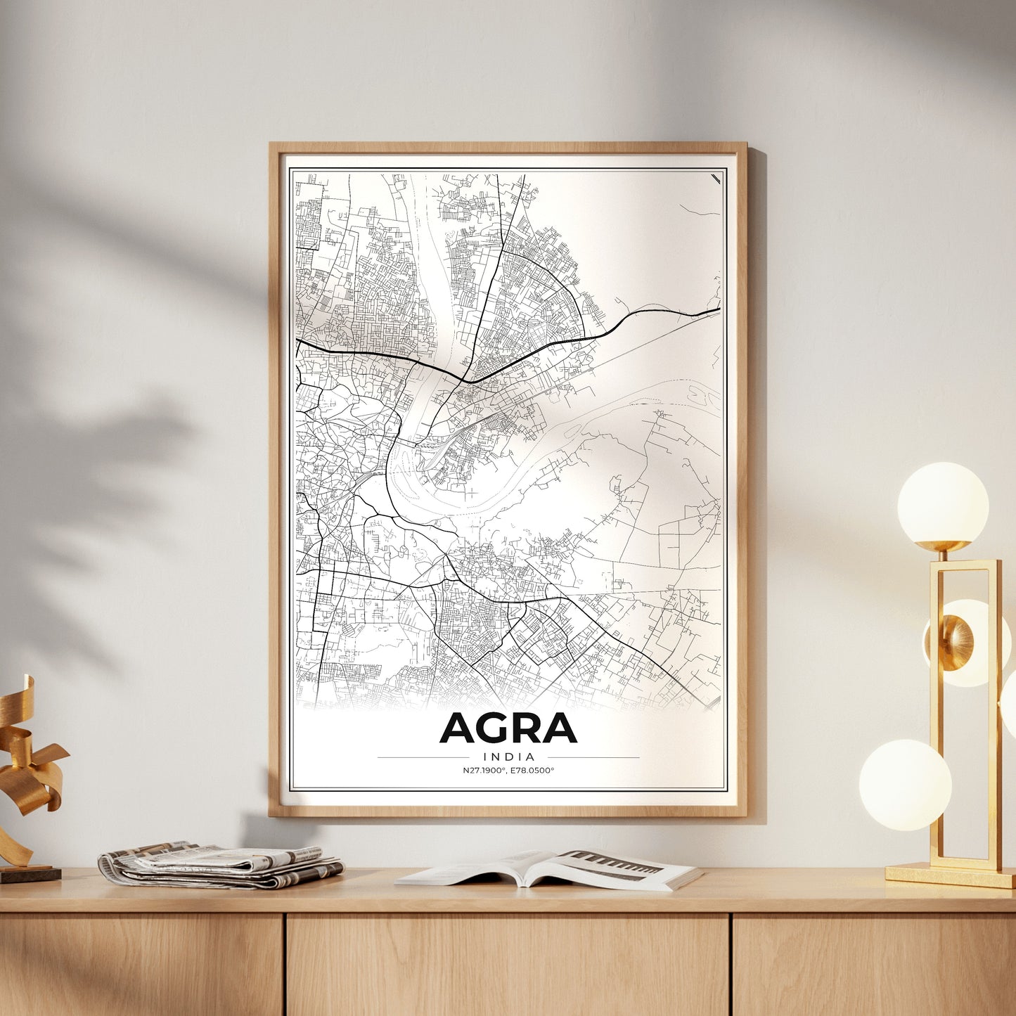 Agra Modern Map Poster