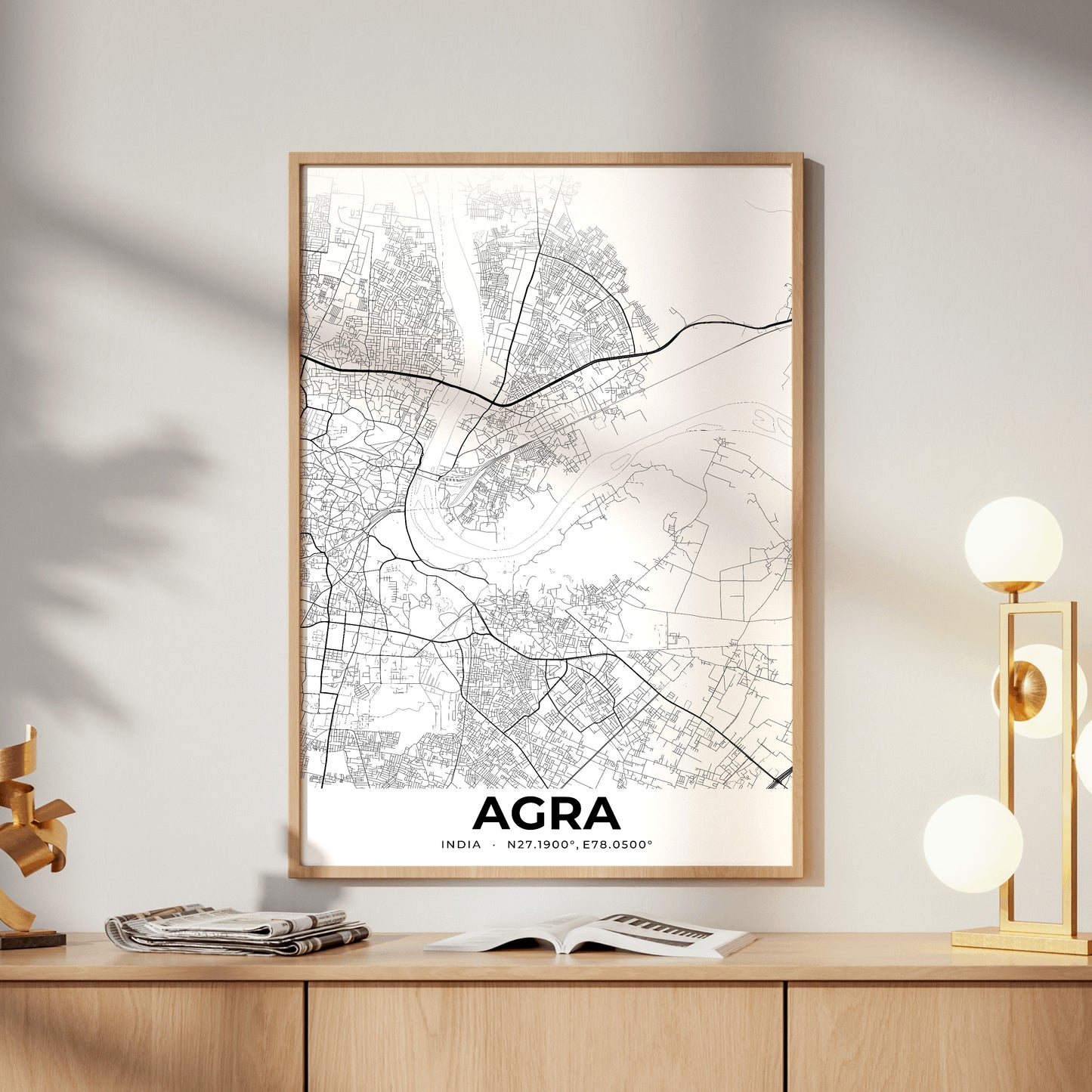 Agra Elegant Map Poster