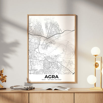 Agra Elegant Map Poster