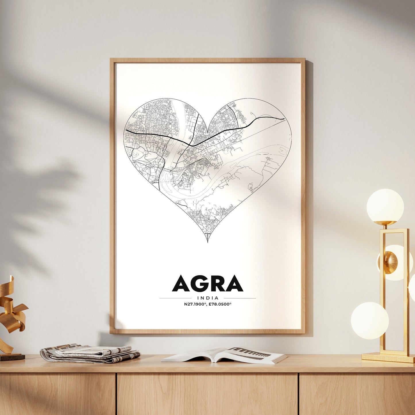 Agra Heart Map Poster