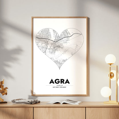 Agra Heart Map Poster