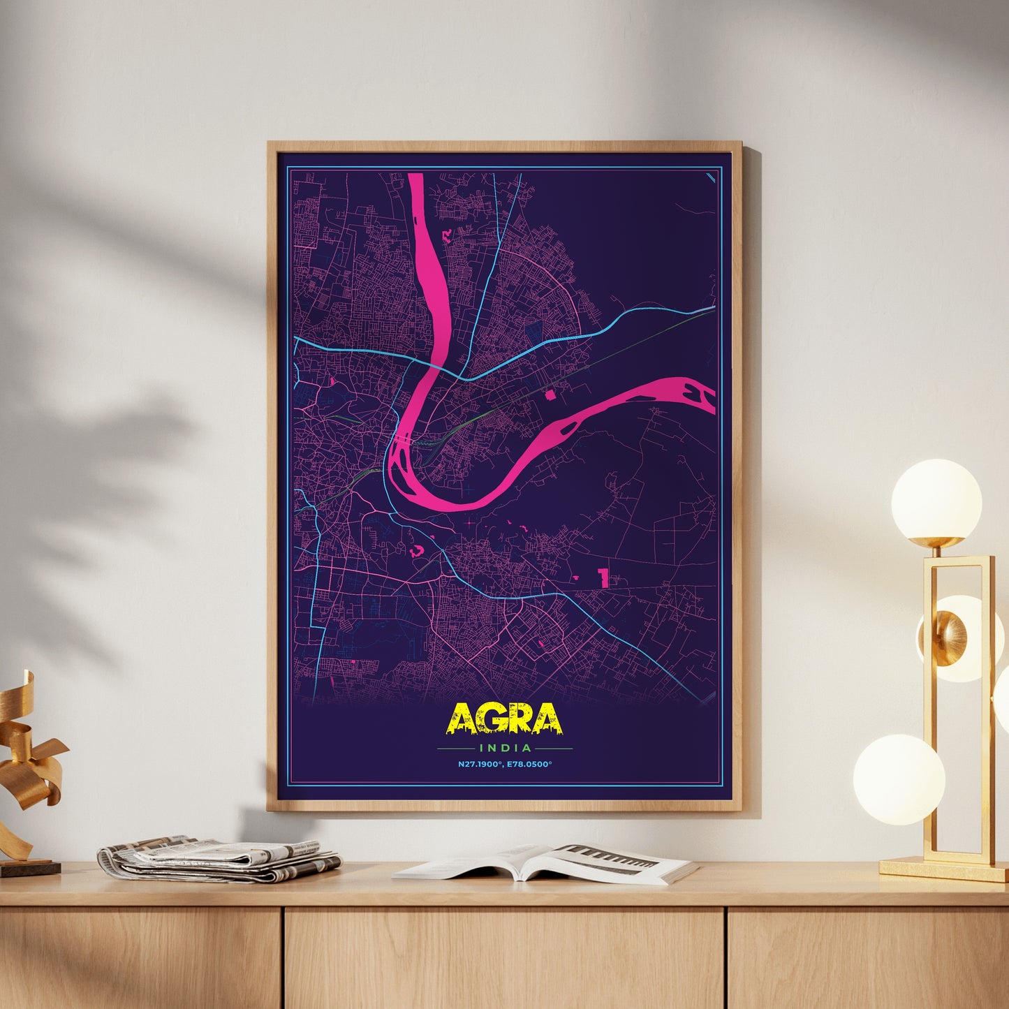 Agra Cyberpunk Map Poster