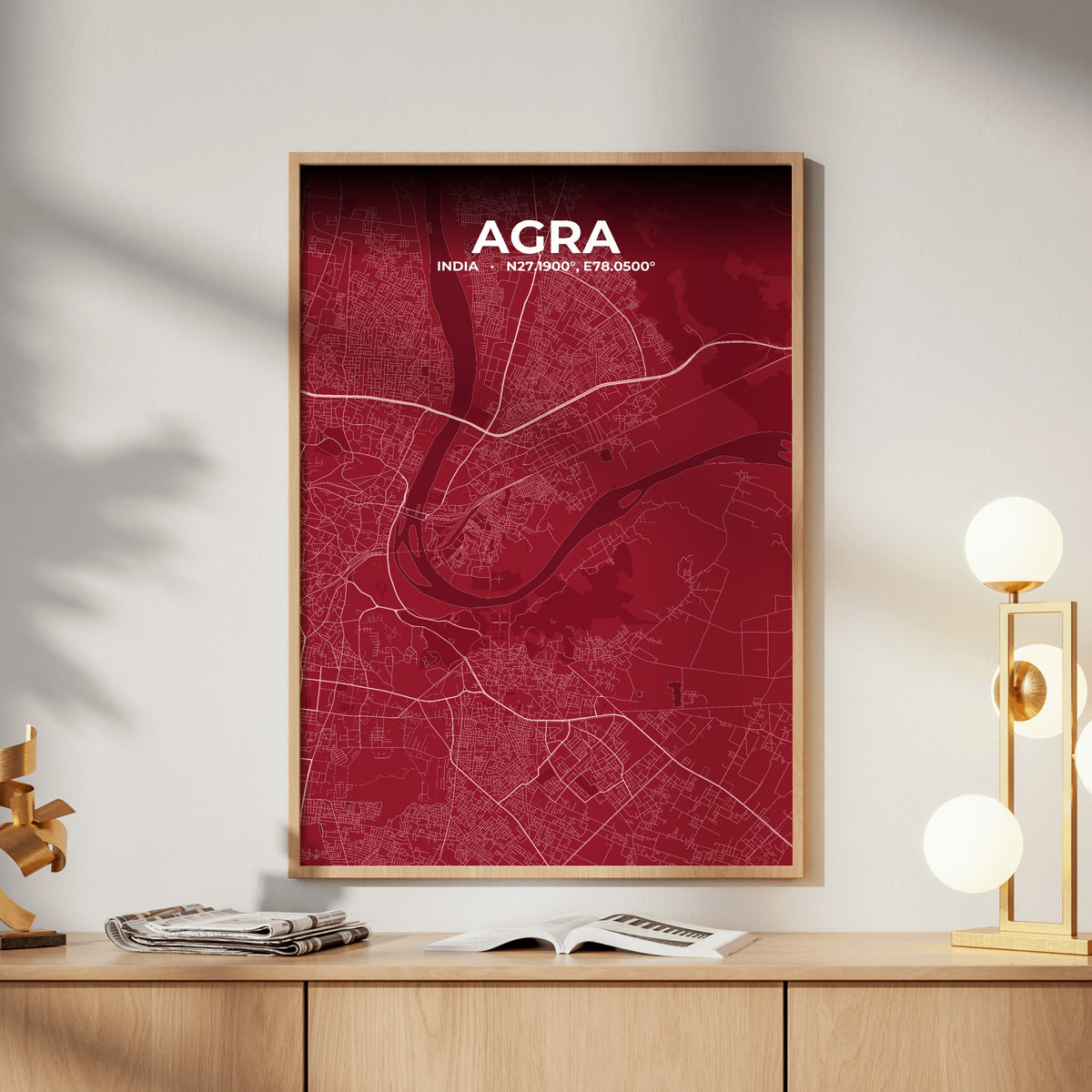 Agra Garnet Map Poster