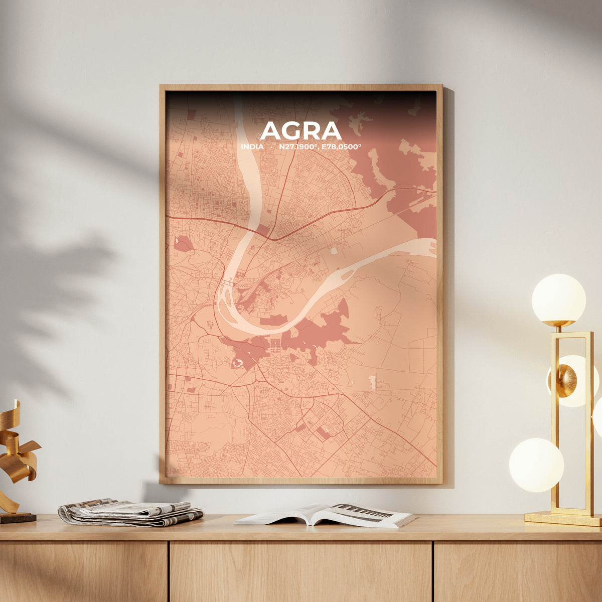 Agra Blush Map Poster