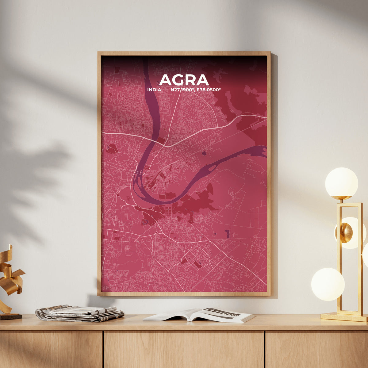 Agra Scarlet Map Poster