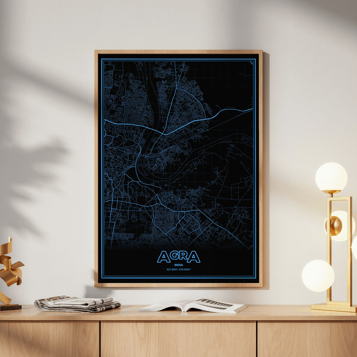Agra Phosphor Map Poster - IBM Blue