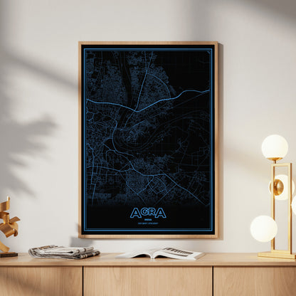 Agra Phosphor Map Poster - IBM Blue