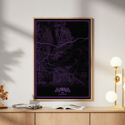 Agra Phosphor Map Poster - EGA Violet