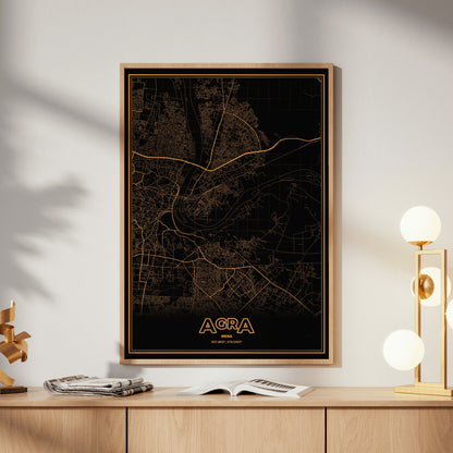 Agra Phosphor Map Poster - Amber CRT