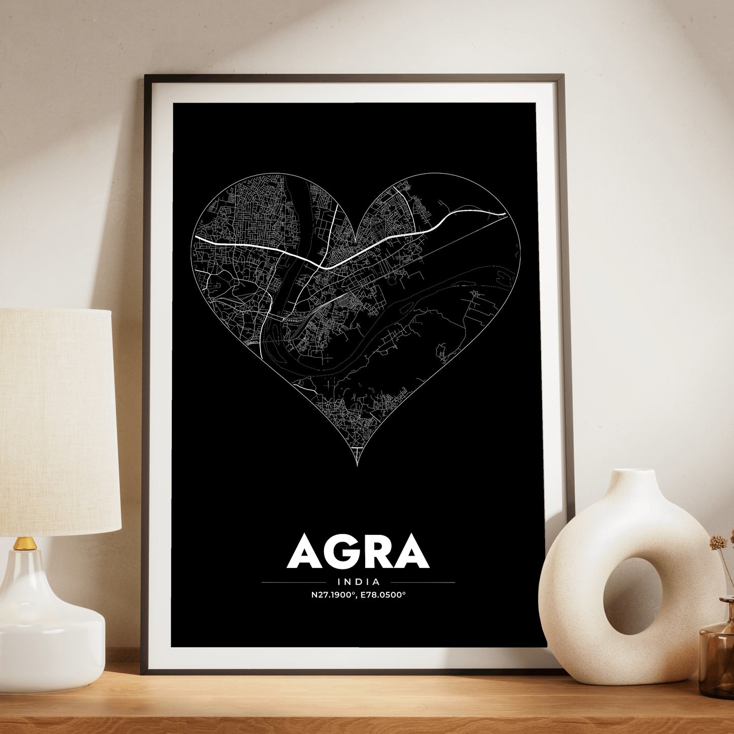 Agra Heart Map Poster