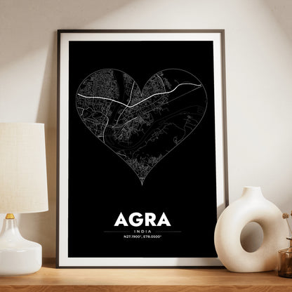 Agra Heart Map Poster