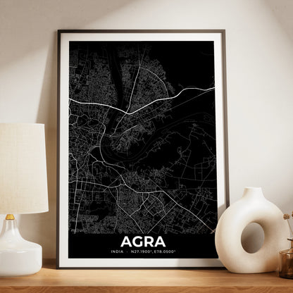 Agra Elegant Map Poster