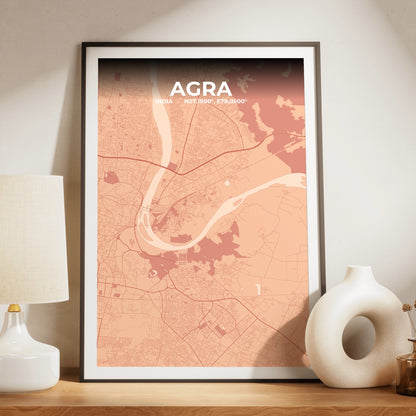 Agra Blush Map Poster