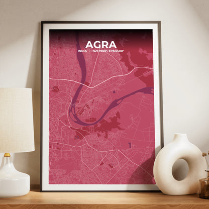 Agra Scarlet Map Poster