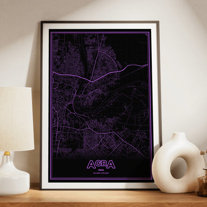 Agra Phosphor Map Poster - EGA Violet