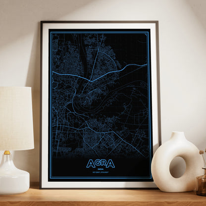Agra Phosphor Map Poster - IBM Blue