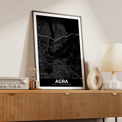 Agra Elegant Map Poster