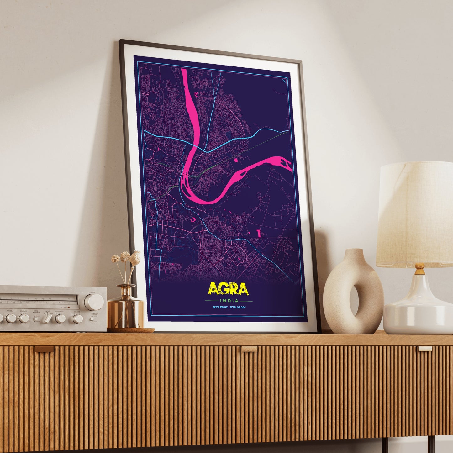 Agra Cyberpunk Map Poster