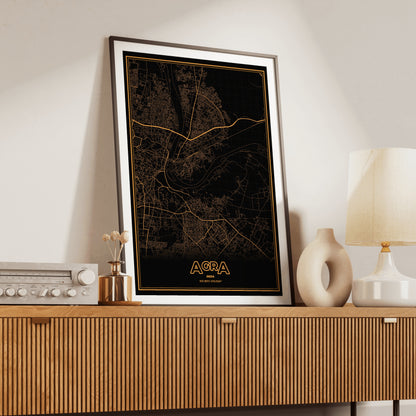 Agra Phosphor Map Poster - Amber CRT