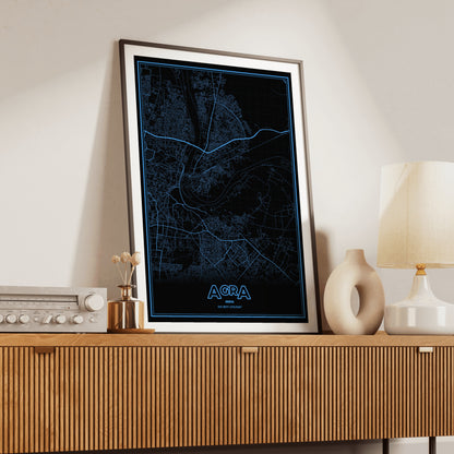 Agra Phosphor Map Poster - IBM Blue