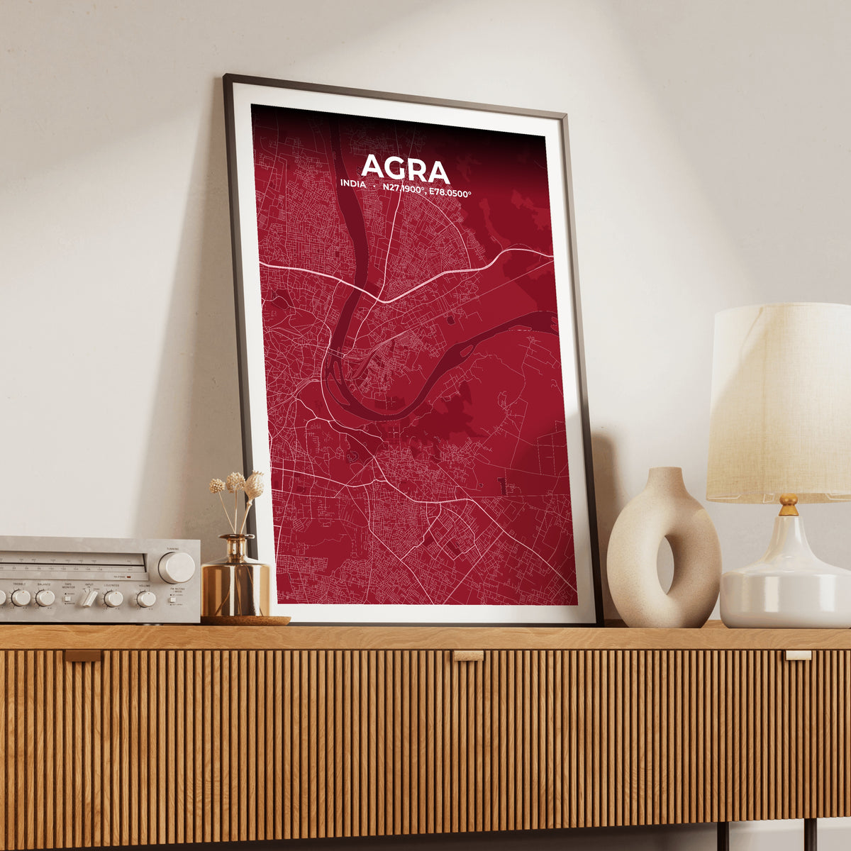 Agra Garnet Map Poster