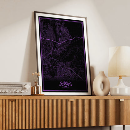 Agra Phosphor Map Poster - EGA Violet