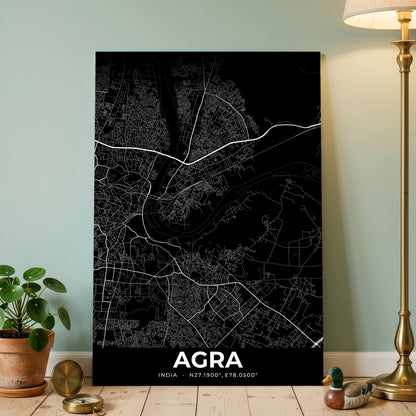 Agra Elegant Map Poster