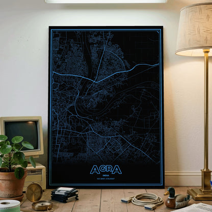Agra Phosphor Map Poster - IBM Blue