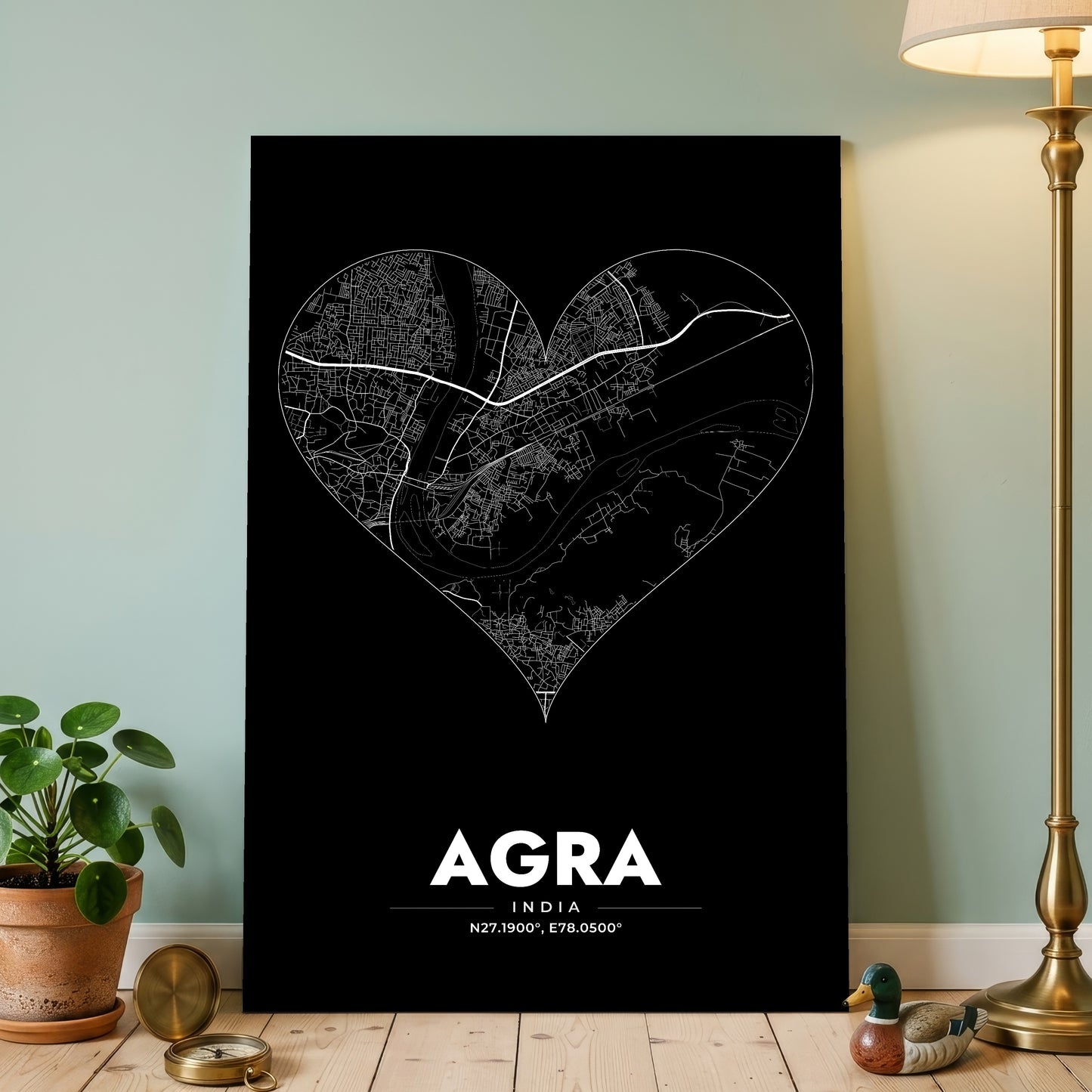 Agra Heart Map Poster