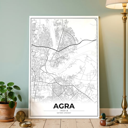 Agra Modern Map Poster