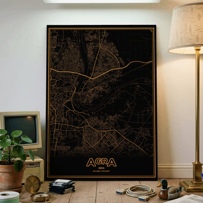 Agra Phosphor Map Poster - Amber CRT