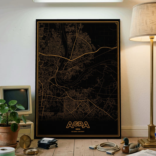 Agra Phosphor Map Poster - Amber CRT