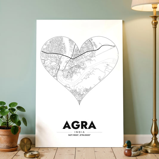 Agra Heart Map Poster