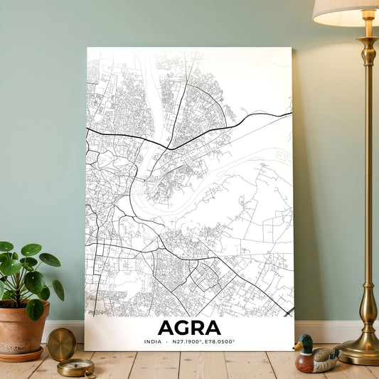 Agra Elegant Map Poster