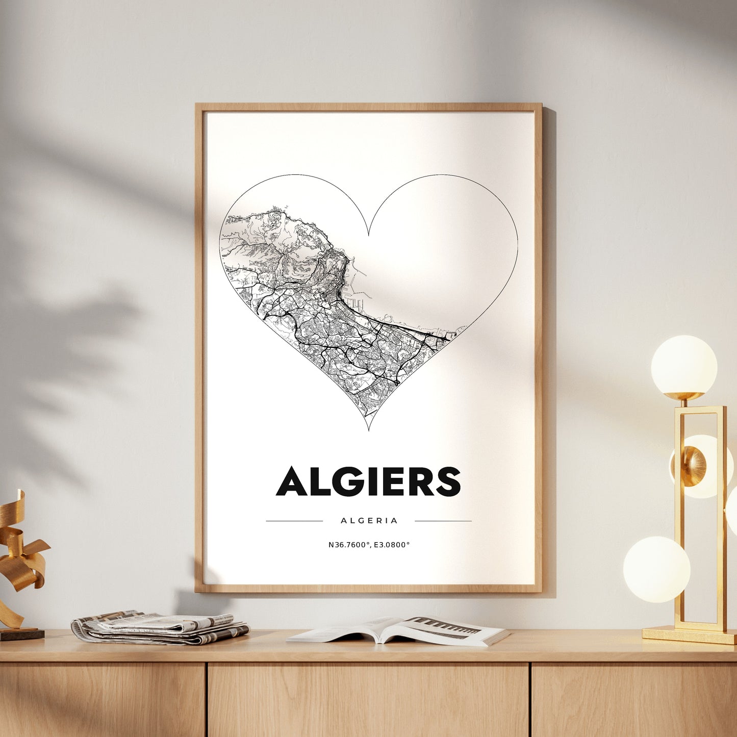 Algiers Heart Map Poster
