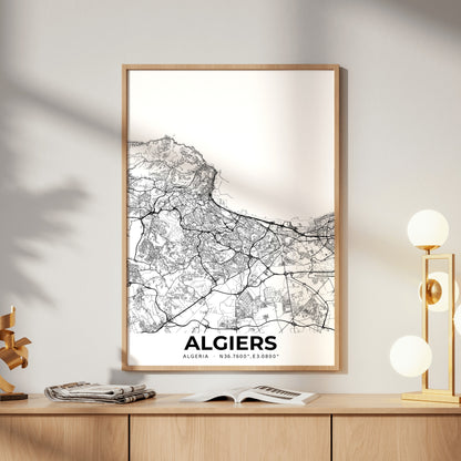 Algiers Elegant Map Poster