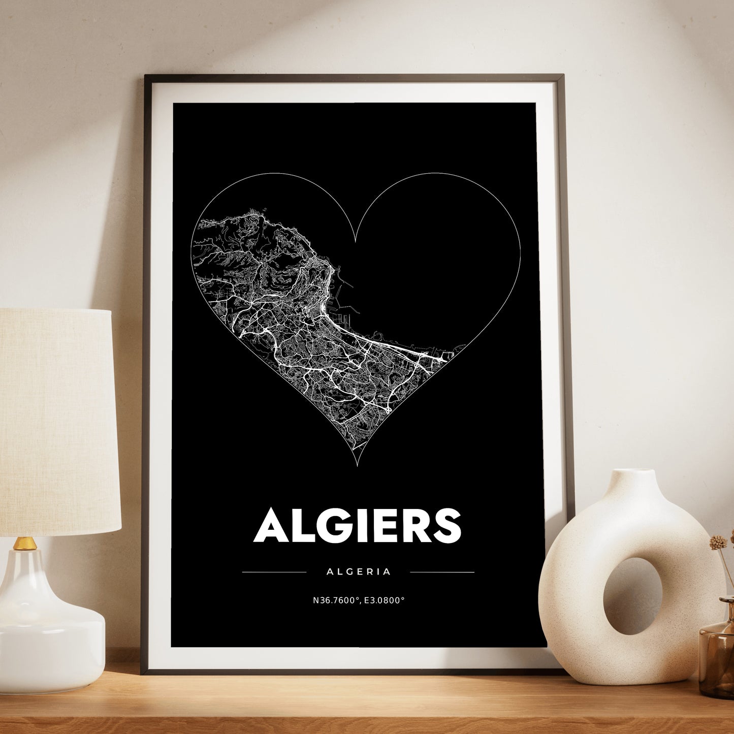 Algiers Heart Map Poster