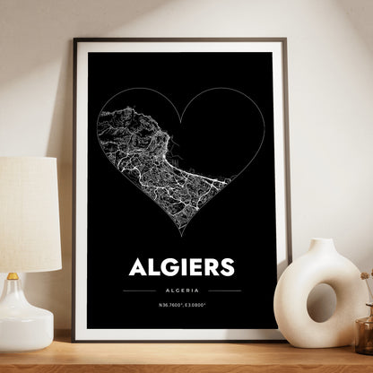 Algiers Heart Map Poster