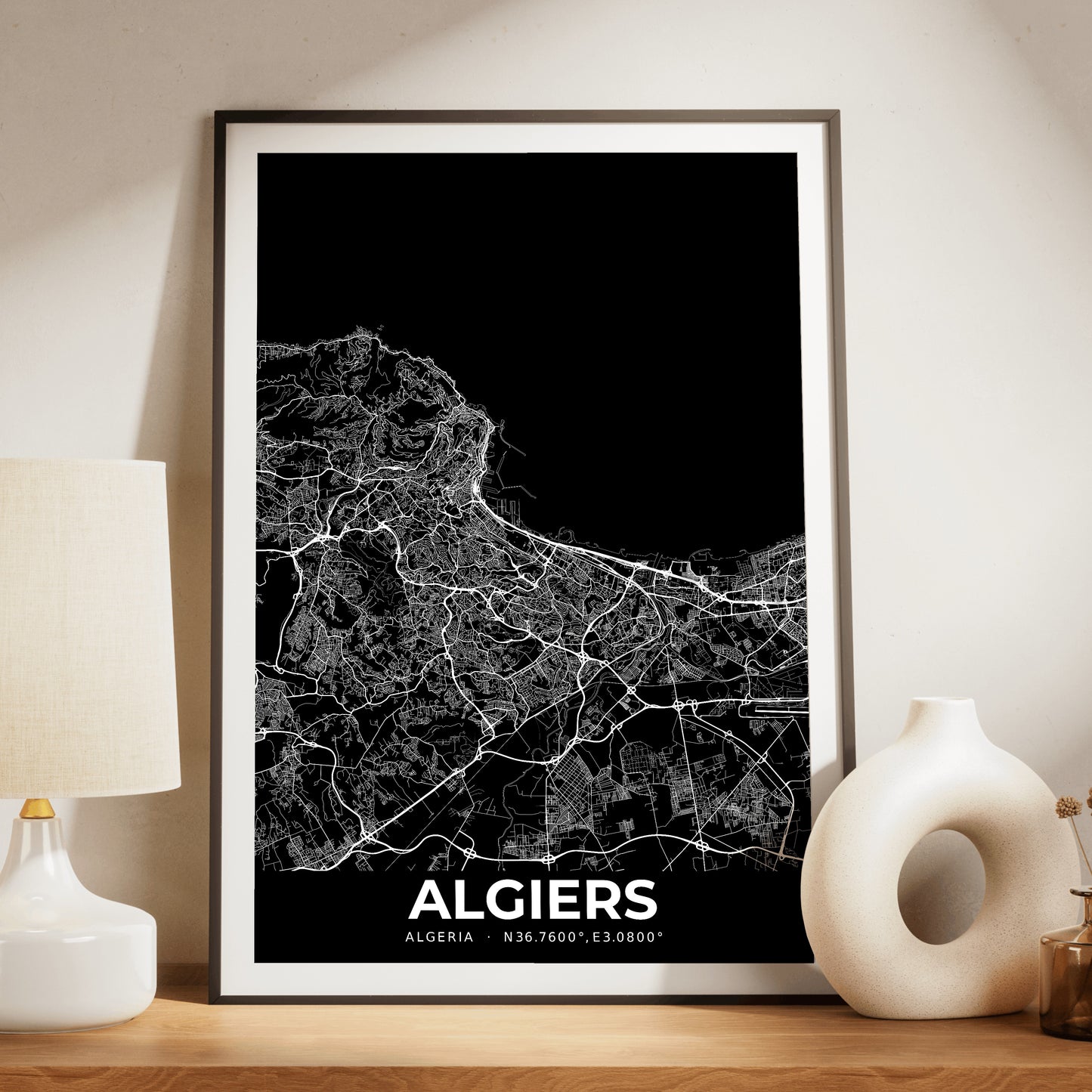 Algiers Elegant Map Poster