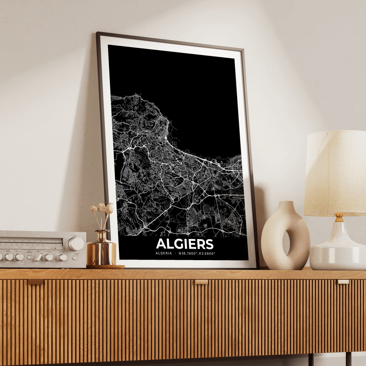 Algiers Elegant Map Poster